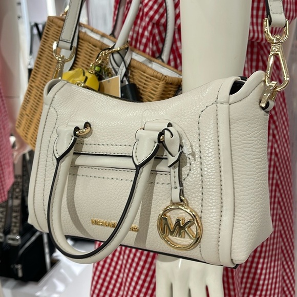 Michael Kors Carine Extra-Small Pebbled Leather Satchel Crossbody 
Light Cream - Picture 16 of 16
